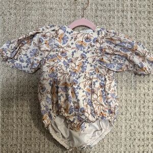 H&M Cream Floral Baby Romper with Blue & Mustard Accents
